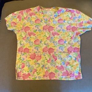 Floral scrub top
